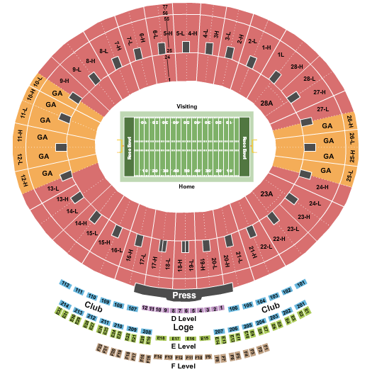 Rose Bowl Stadium Rose Bowl Seating Chart